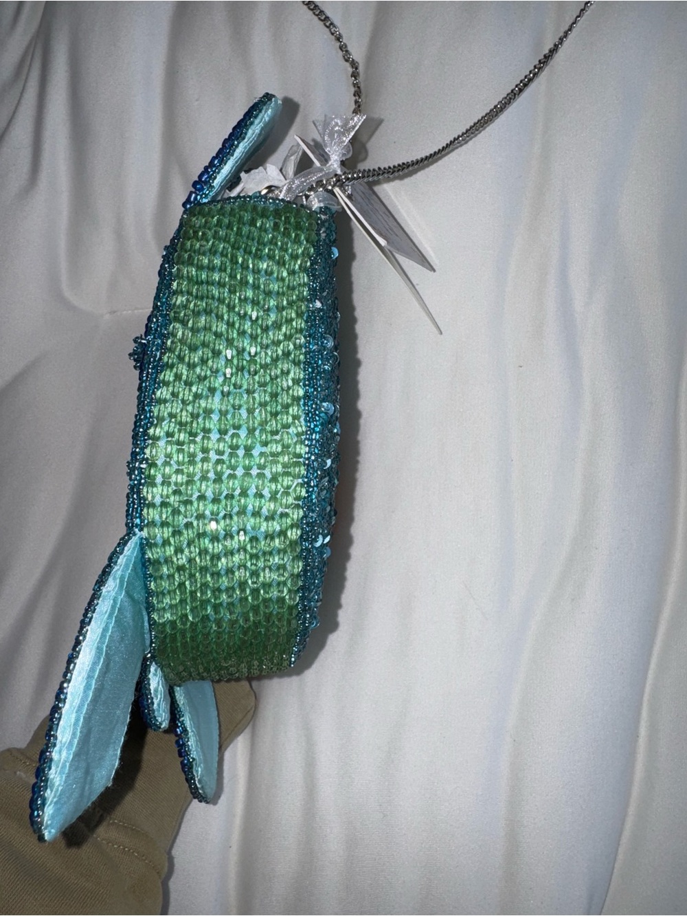Blue Sea Turtle Beaded Shoulder Bag/Crossbody Bag Handmade in India New with Tag - Picture 5 of 15